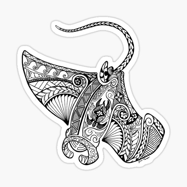 Tribal - Polynesian influenced Manta Ray Sticker