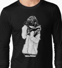 COLD (Black and White) - Sad Japanese Aesthetic Long Sleeve T-Shirt
