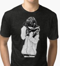 COLD (Black and White) - Sad Japanese Aesthetic Tri-blend T-Shirt