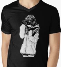 COLD (Black and White) - Sad Japanese Aesthetic Men's V-Neck T-Shirt