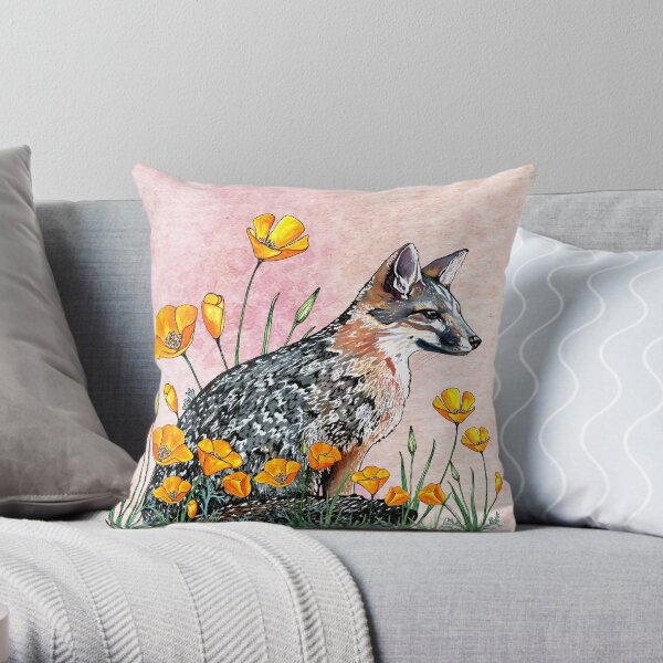 Channel Island Fox (Sunset Sky) Throw Pillow