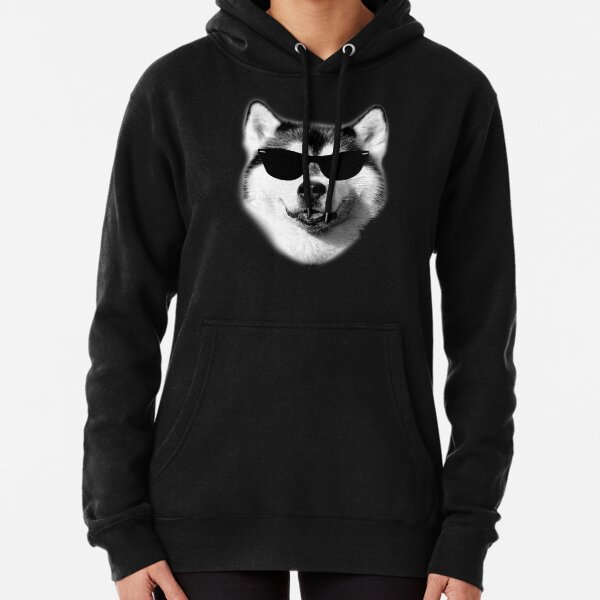 Cool Siberian Husky with Sunglasses Pullover Hoodie