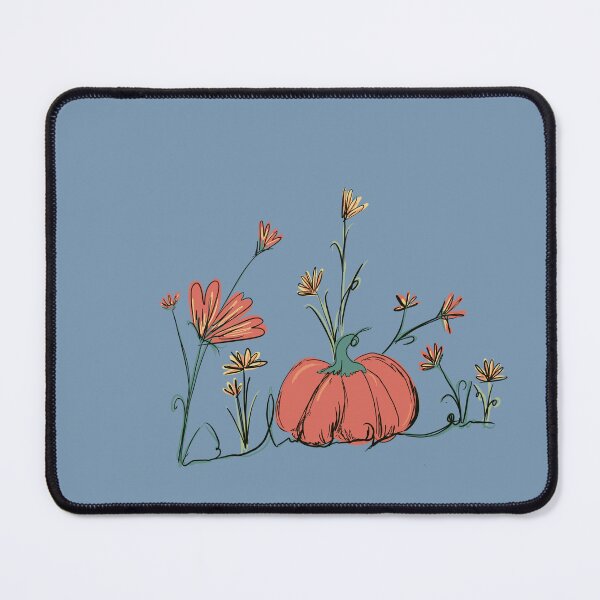 Item preview, Autumn flowers and pumpkin on blue designed and sold by Flowermad86.