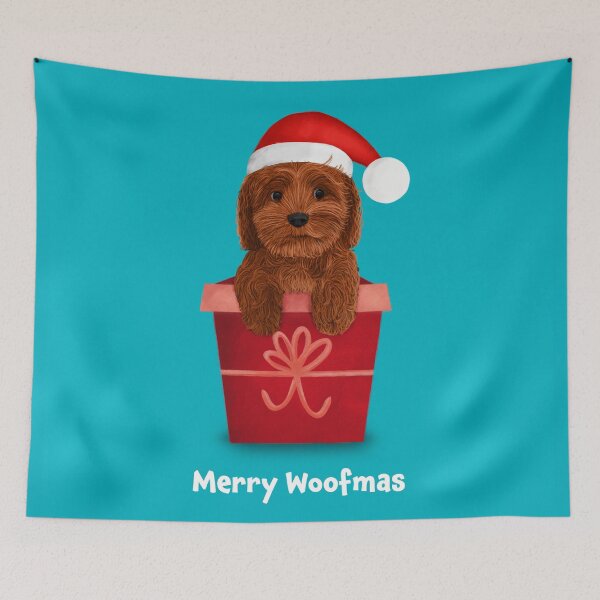 Item preview, Christmas Red Cockapoo Cavapoo Cavoodle doodle designed and sold by laurendemoet.