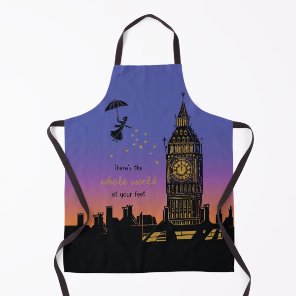 Item preview, Mary Poppins Whole World at your Feet Sunset Silhouette Linocut designed and sold by Maddy Bennett.