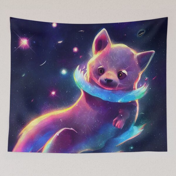 Item preview, Purple Cat in colorful space designed and sold by ComicsFactory.
