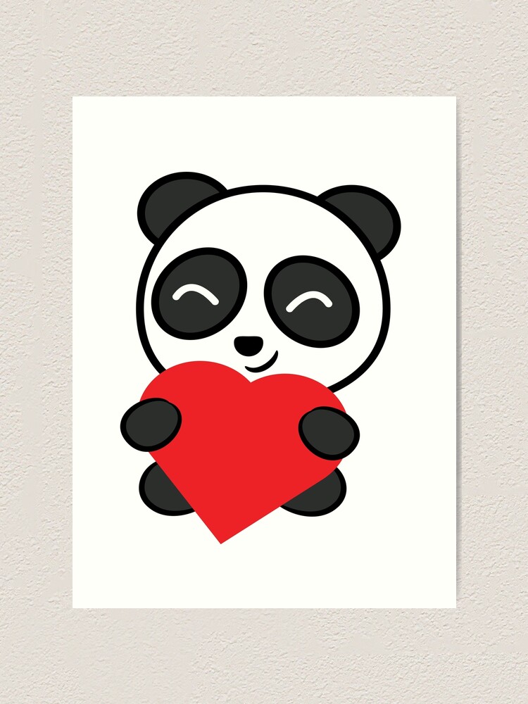 Happy Panda Hugging Heart Art Print for Sale by CreativeStrike