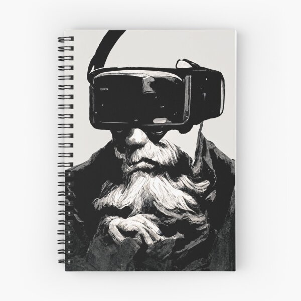 Item preview, old man wearing virtual reality glasses designed and sold by mayza-shop.