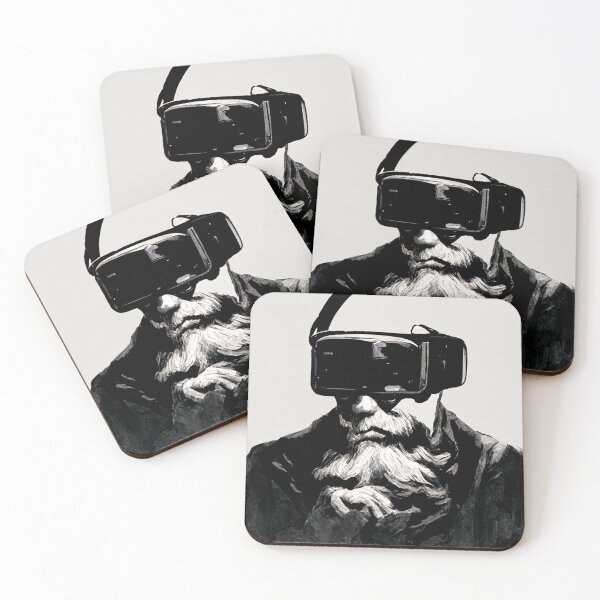 Item preview, old man wearing virtual reality glasses designed and sold by mayza-shop.
