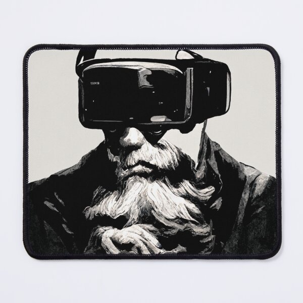Item preview, old man wearing virtual reality glasses designed and sold by mayza-shop.