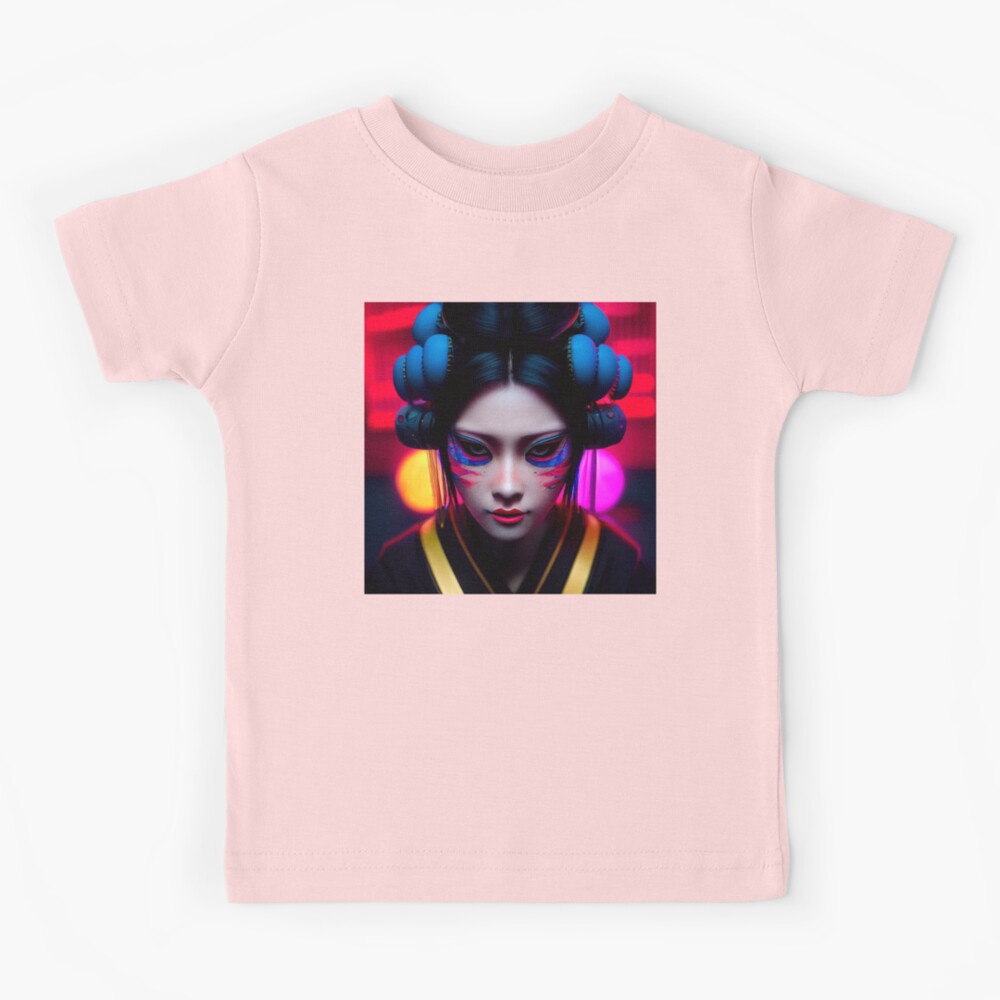 JAPANESE GEISHA GIRL PORTRAIT ETNIC CYBERPUNK TECHNOLOGY POP