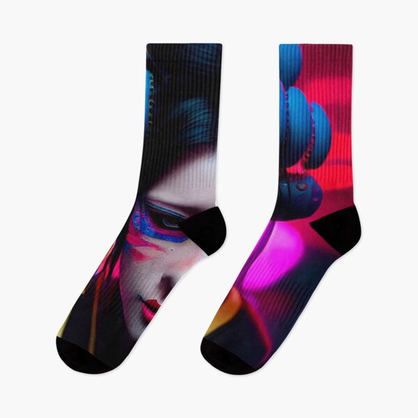 Artikelvorschau, JAPANISCHES GEISHA-MÄDCHEN-PORTRÄT ETNIC CYBERPUNK-TECHNOLOGIE-POP-ART-STIL buntes Make-up entworfen und verkauft von DRK7DSGN.