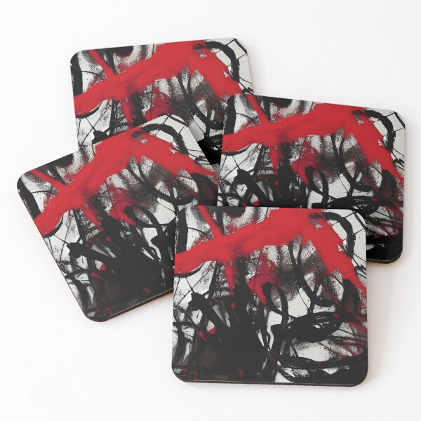 Item preview, Red, black and white paint brush strokes, abstract informal designed and sold by patterncrow.