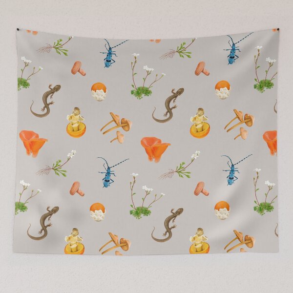 Item preview, Mushrooms, newt and flowers designed and sold by AbbyLedGar.