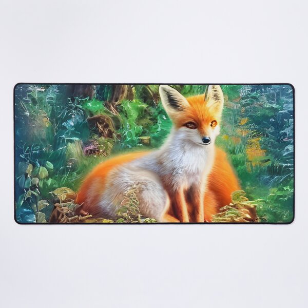 Item preview, Little Fox in the beautiful vibrant forest - It's Time for Adventure version 3 - Baby Fox in a magical forest Painting Original designed and sold by Aniyah.