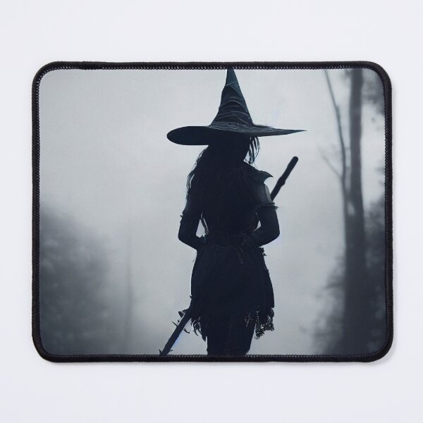 Item preview, Silhouette of a Magic Witch for Halloween in black and white designed and sold by Hype2Art.