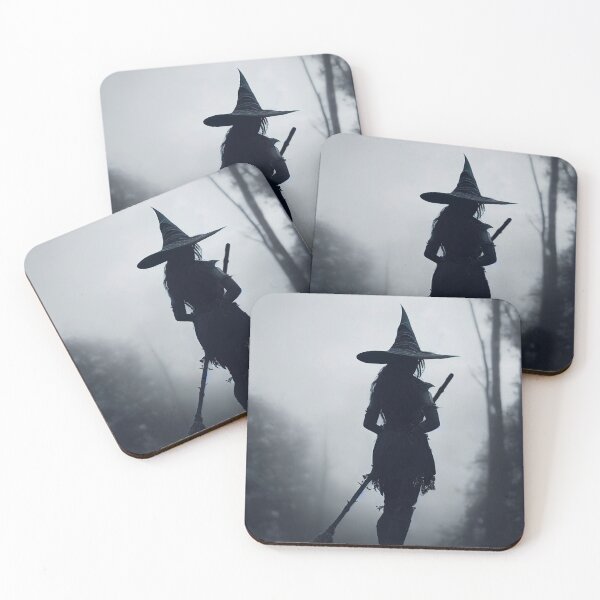Item preview, Silhouette of a Magic Witch for Halloween in black and white designed and sold by Hype2Art.