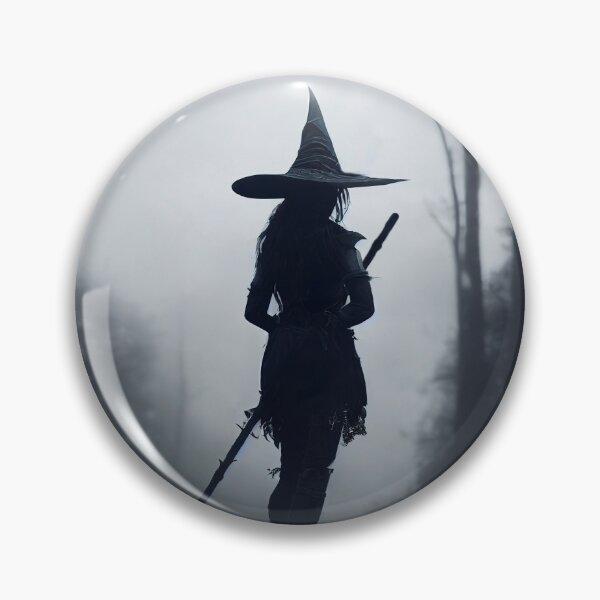 Item preview, Silhouette of a Magic Witch for Halloween in black and white designed and sold by Hype2Art.