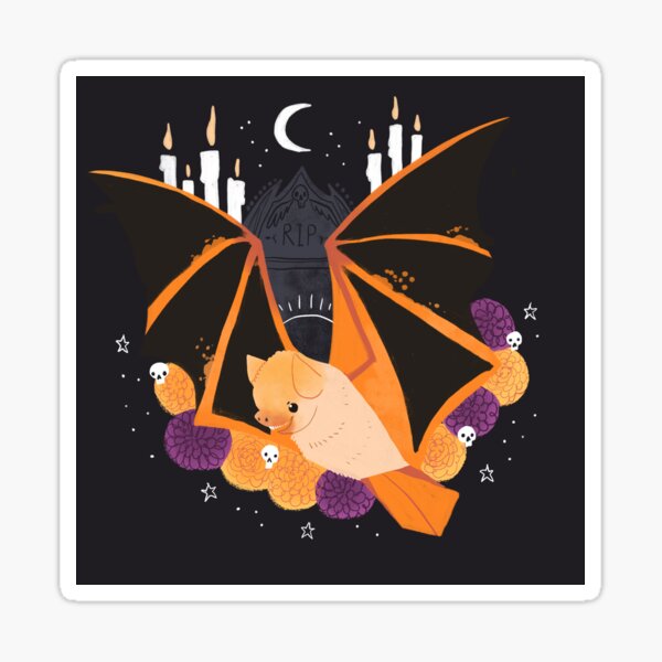 Familiar - Orange Painted Bat Sticker