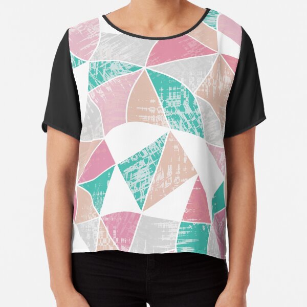 Abstract graphic pattern. Fun triangles. Chiffon Top