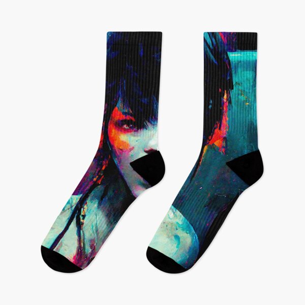 Artikelvorschau, MÄDCHEN GEBÜRSTETE MALEREI PORTRAIT ETNIC CYBERPUNK RETRO WAVE POP ART STYLE bunt pink rot blau entworfen und verkauft von DRK7DSGN.