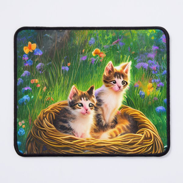 Item preview, Little Kittens in the beautiful vibrant forest - It's Time for Adventure version 4 - Baby Kittens in a magical forest Painting Original designed and sold by Aniyah.