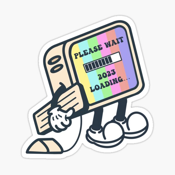 "2023 loading retro computer " Sticker for Sale by estellestephens ...