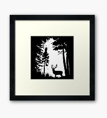 Deer Hunt White Framed Print