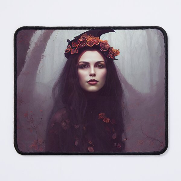 Item preview, A Magic Witch for Halloween with pumpkin and leaf, in a forest designed and sold by Hype2Art.