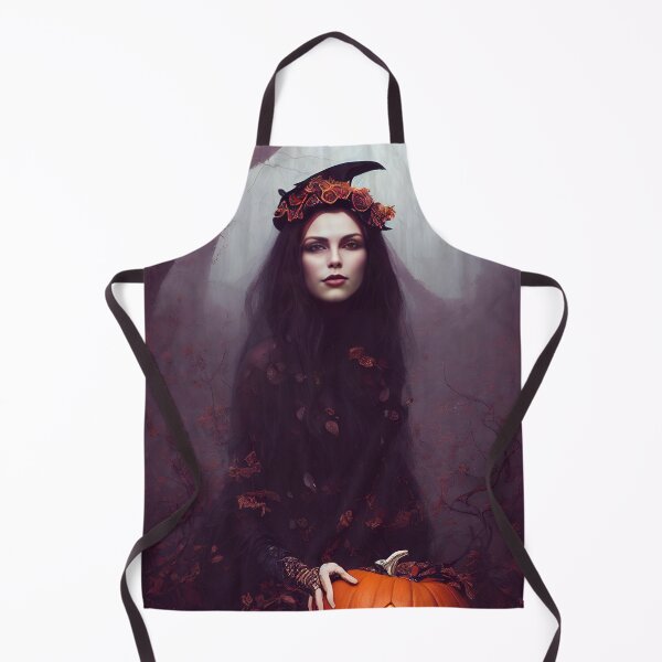 Item preview, A Magic Witch for Halloween with pumpkin and leaf, in a forest designed and sold by Hype2Art.