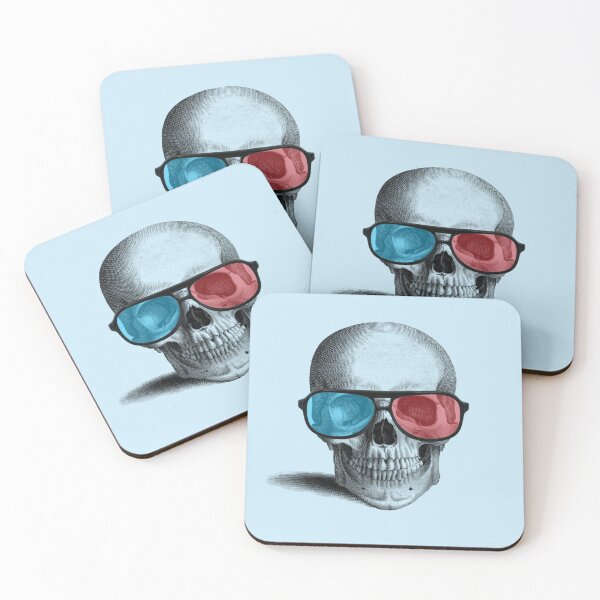 Item preview, Cool 3D glasses skull (blue) designed and sold by Madame Memento.