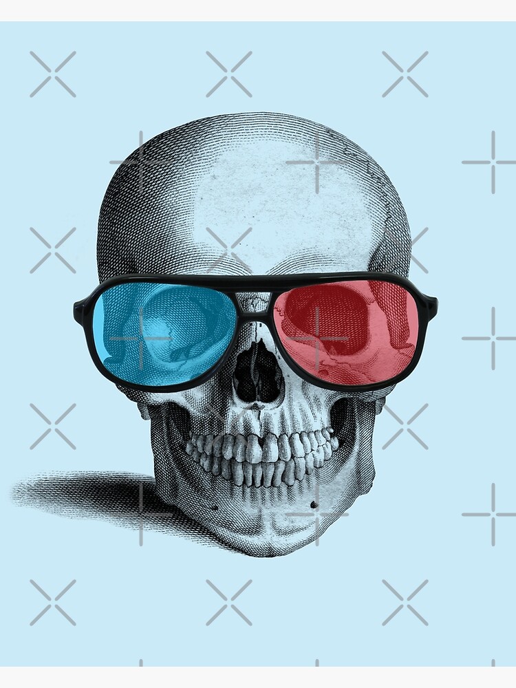 Cool 3D glasses skull (blue) Art Print for Sale by MadameMemento