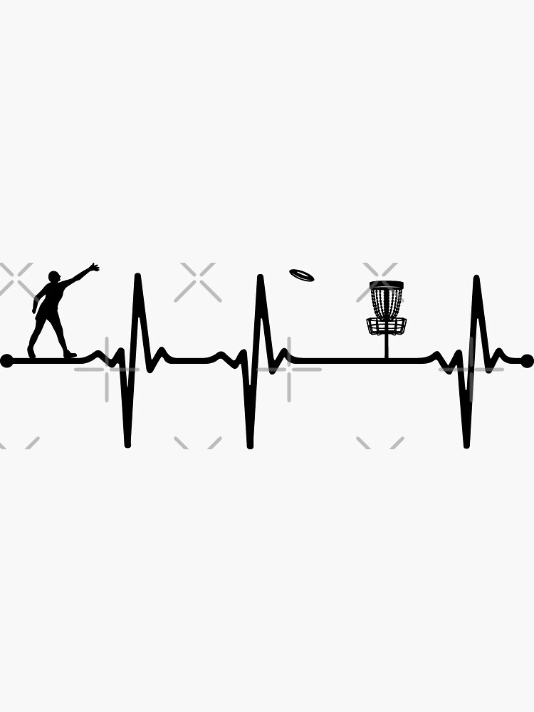 "Disc Golf throwing Player Heartbeat ECG Bv Style" Sticker for Sale by