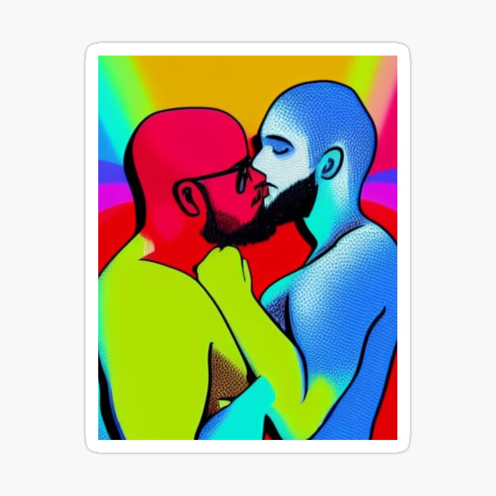 Gay Men Kissing Pop Art Style