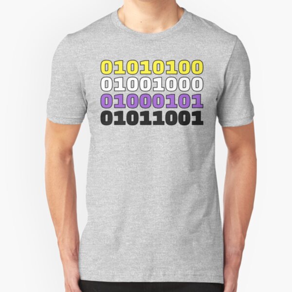 Non-Binary Binary Code (THEY) Slim Fit T-Shirt