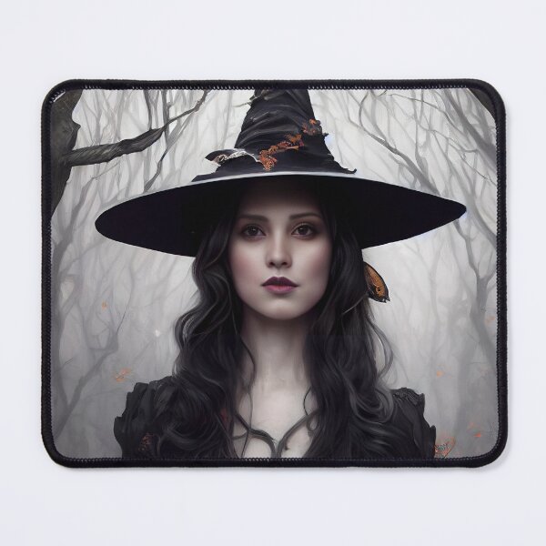 Item preview, Magic Witch for Halloween with pumpkin and leaf, in a forest designed and sold by Hype2Art.