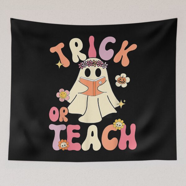 Item preview, Trick Or Teach Retro Floral Ghost Groovy Teacher Halloween designed and sold by sorebull-fighte.