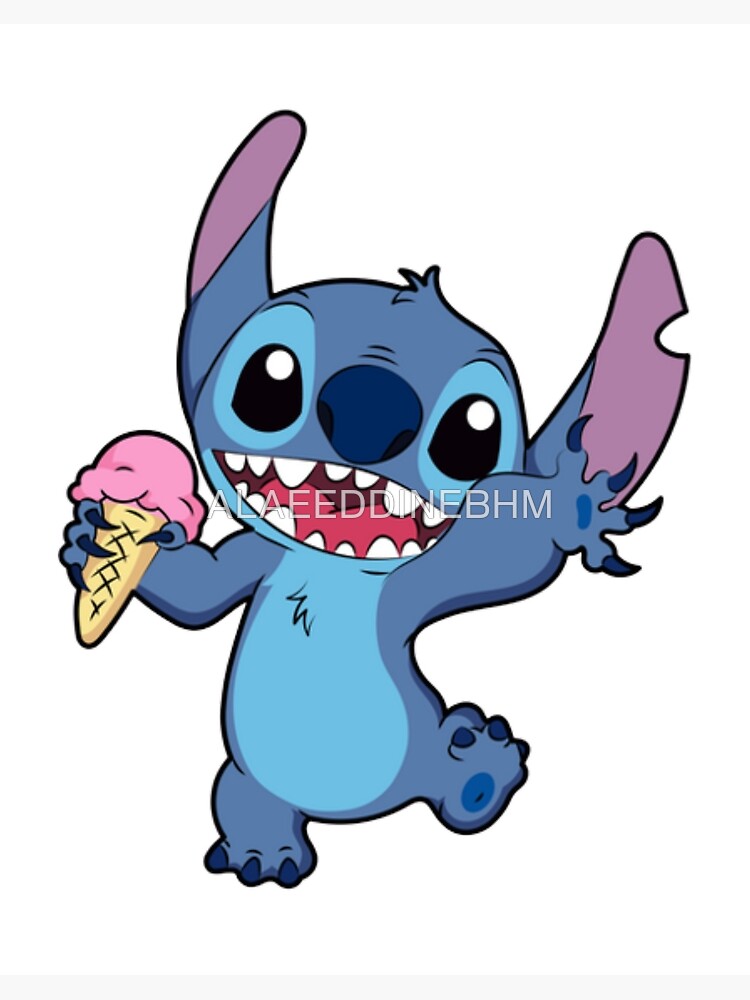 Iron on Patch Disney Inspired Fan Art Stitch Eating Ice Cream 