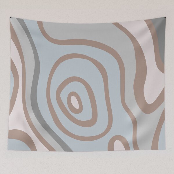 Item preview, Colorful Liquid Swirl Abstract Maximalist Pattern Retro Aesthetic Groovy Style Gray Blue & Brown designed and sold by scorpiolane.