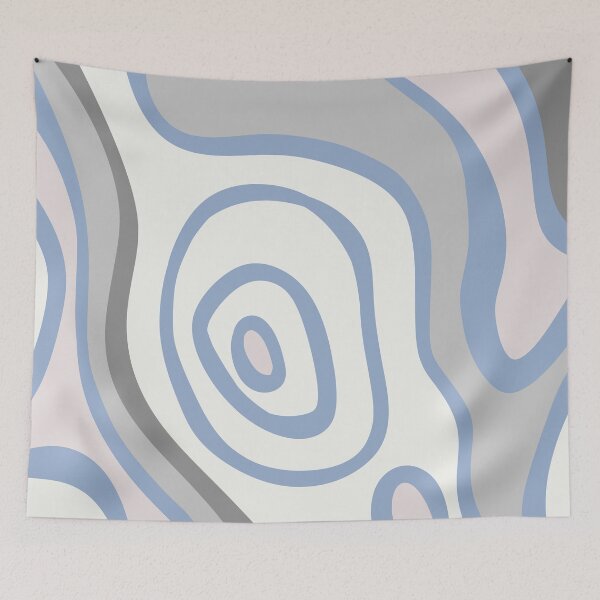 Item preview, Colorful Liquid Swirl Abstract Maximalist Pattern Retro Aesthetic Groovy Style Light & Dark Blue designed and sold by scorpiolane.
