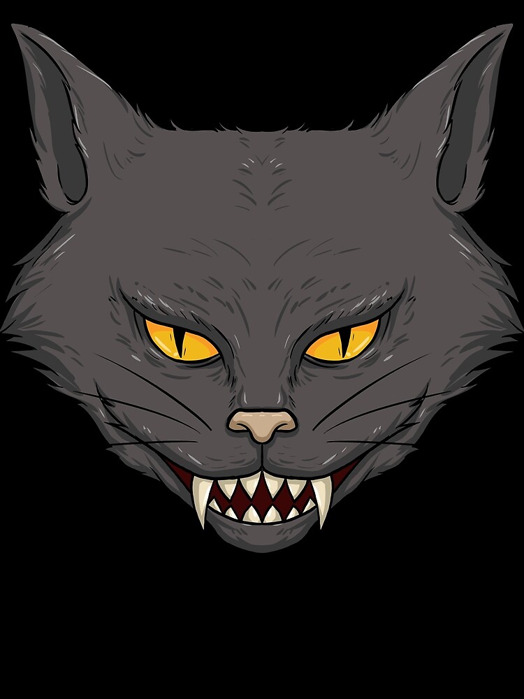 Thumbnail 3 von 3, Tuch, Creepy Cat Smile Scary Halloween Black Cat Evil Smiling Cat Gear designt und verkauft von DynamicDesign.
