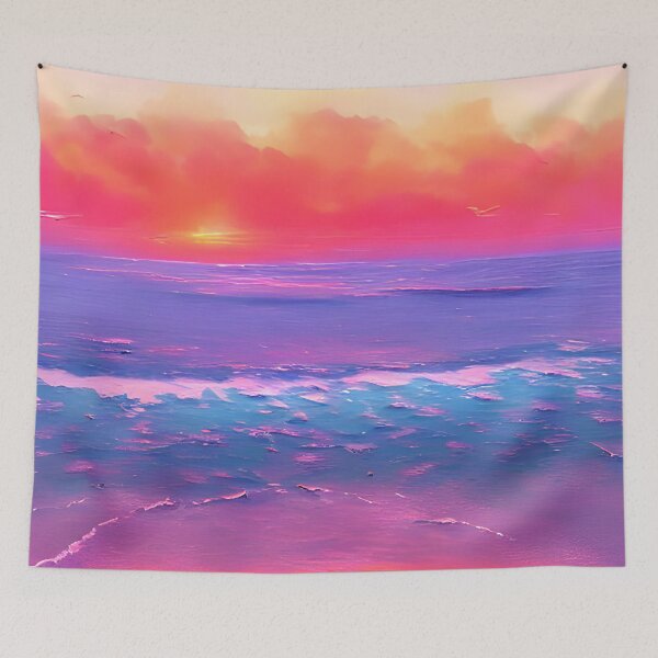 Item preview, blue ocean waves, yellow orange vibes, retro #5 designed and sold by supeart.