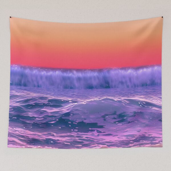 Item preview, blue ocean waves, yellow orange vibes, retro #6 designed and sold by supeart.