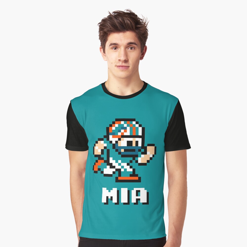 Miami Dolphins NFL Football Player 8-bit Tecmo Super Bowl Nintendo T-Shirt