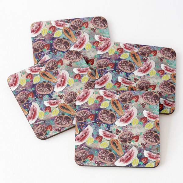 Item preview, Trendy blooming tropical fruits pattern, botanical illustration, beige blue floral illustration    designed and sold by ZeinabTaha.