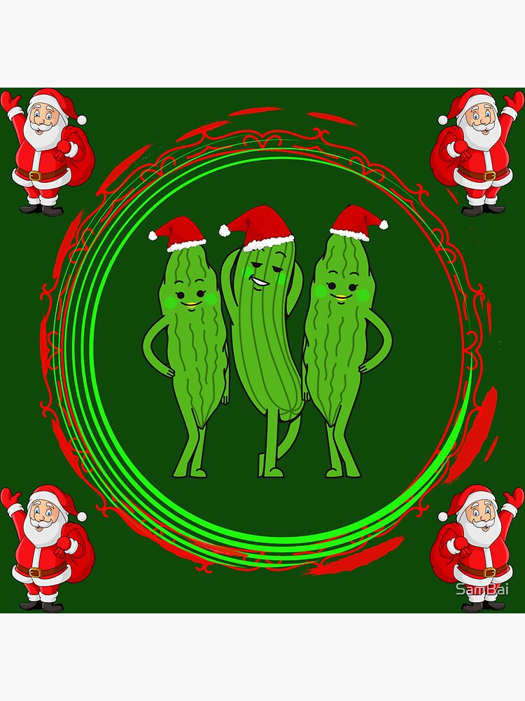 "Santa's Funny Pickle Cartoon Helpers" Sticker For Sale By SamBai ...