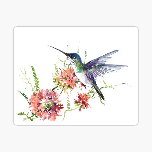 Item preview, Hummingbird and Flowers designed and sold by surenart.