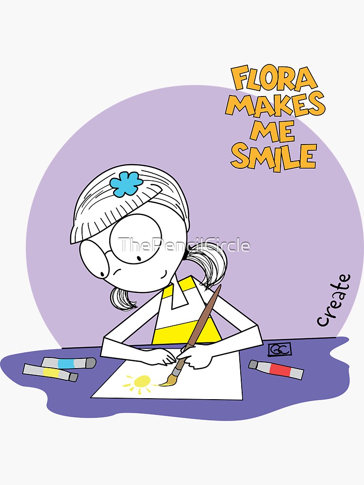 Thumbnail 3 of 3, Sticker, FLORA MAKES ME SMILE - CREATE designed and sold by ThePencilCircle.