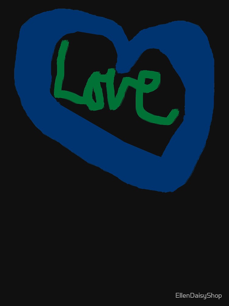 Love Heart Blue Heart T-Shirt by EllenDaisyShop