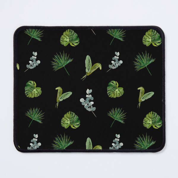 Item preview, Palm leaves green seamless pattern black version designed and sold by Yana Mustafina | Boho Soulful Designs.